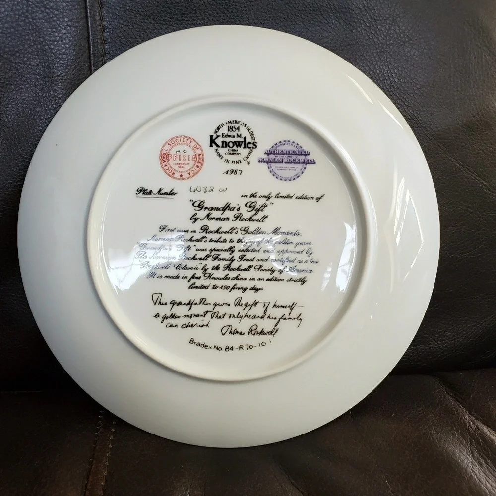 Norman Rockwell “Grandpa’s Gift” Collector Plate Knowles 1987 Nostalgic Vintage